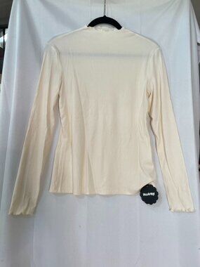 NWT Huukeay Ivory Ribbed Mock Neck Top | Size Medium